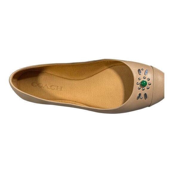 Coach Farrell Women’s Semi Matte Calf Ballet Flats Shoes Stone Size 7 - Picture 3 of 14